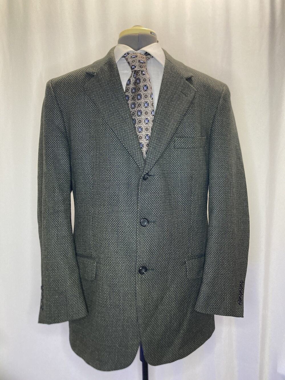 Mens 42R Blazer Gray Wool XL 46" Sport Coat Suit Jacket USA Christian Brooks